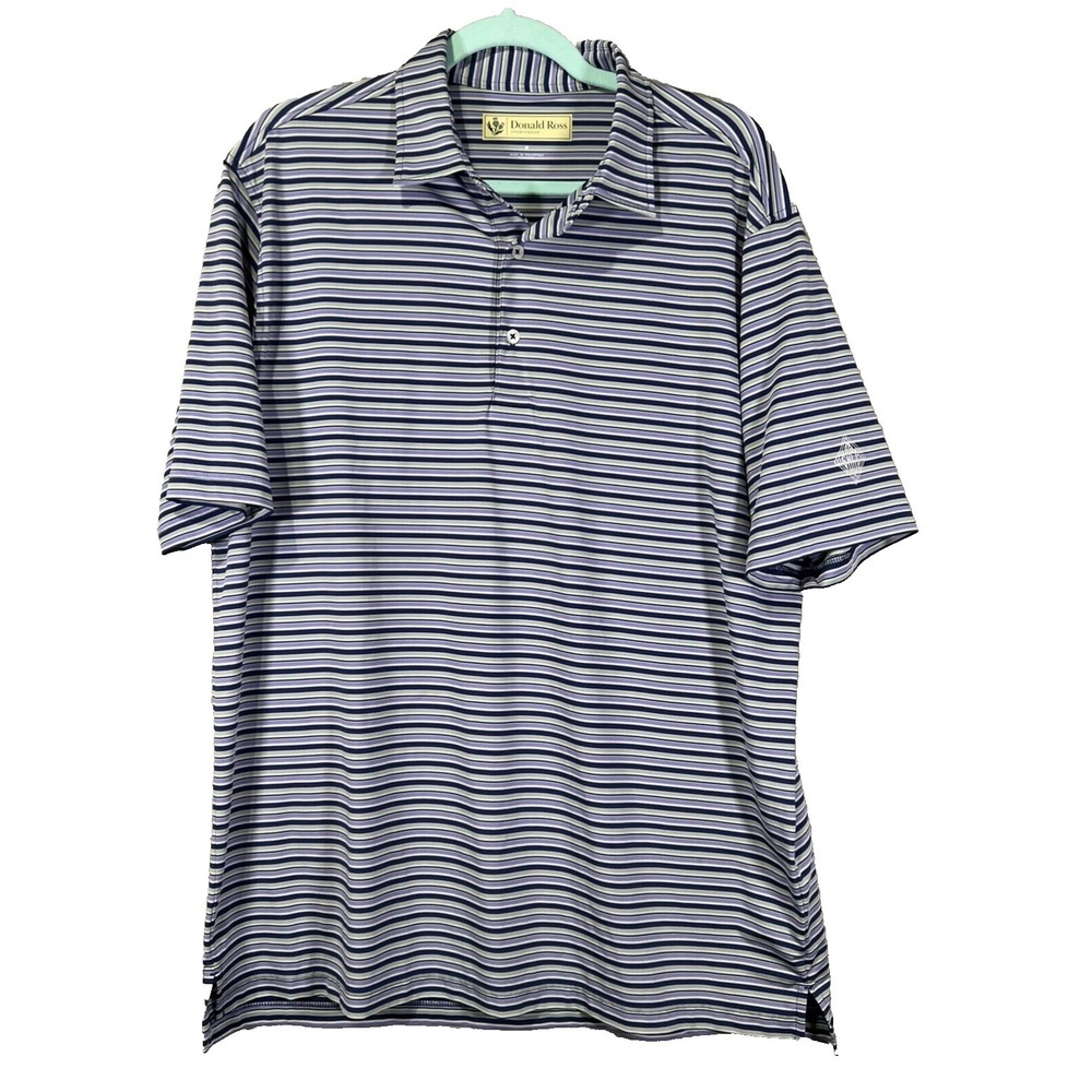 Donald Ross Sportswear Shirt Mens Medium Purple Striped Performance Polo‎ Golf